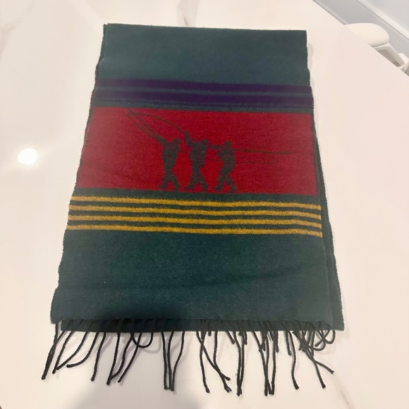 Henry Cotton's Vintage "Fishing" Lambswool Made in Scotland Preppy Scarf - Picture 4 of 9